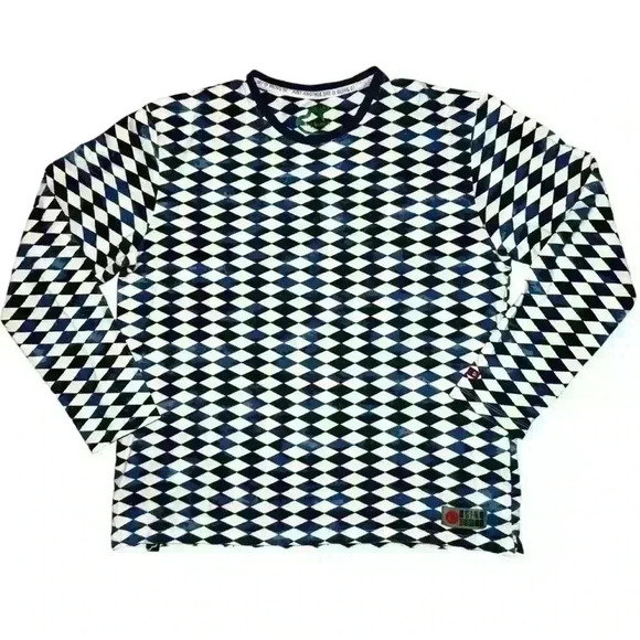 BEING HUMAN Men Geometric Print Round Neck 100% Cotton Longsleeve Shirt XL - Picture 3 of 8